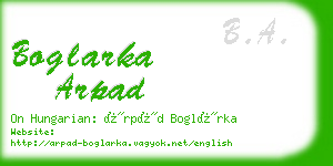 boglarka arpad business card